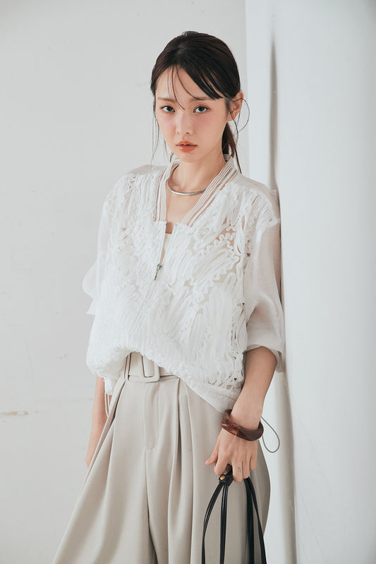 【着回しセット】[SET]モチーフ付きシアーブルゾン+モチーフ付きシアーブルゾン(2set)