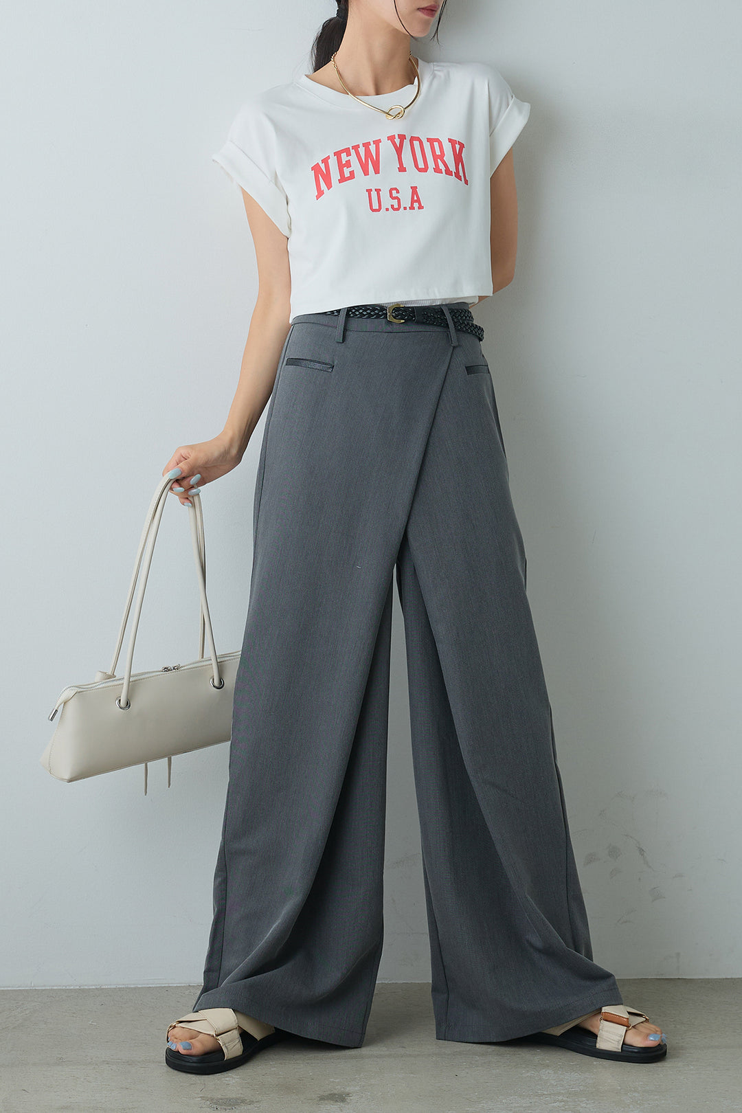 [着回しセット]ショート丈NEWYORKロゴTシャツ+ショート丈NEWYORKロゴTシャツ(2set)