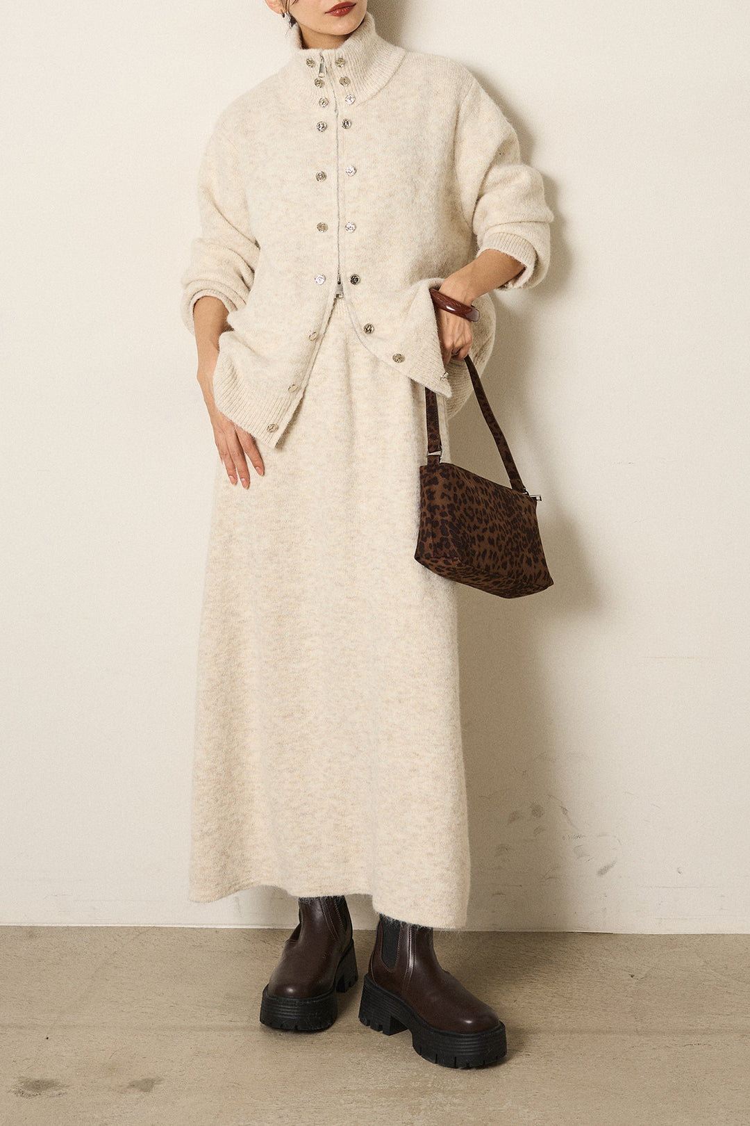 [SET]ハイネックメタルプレートニットスカートSETUP