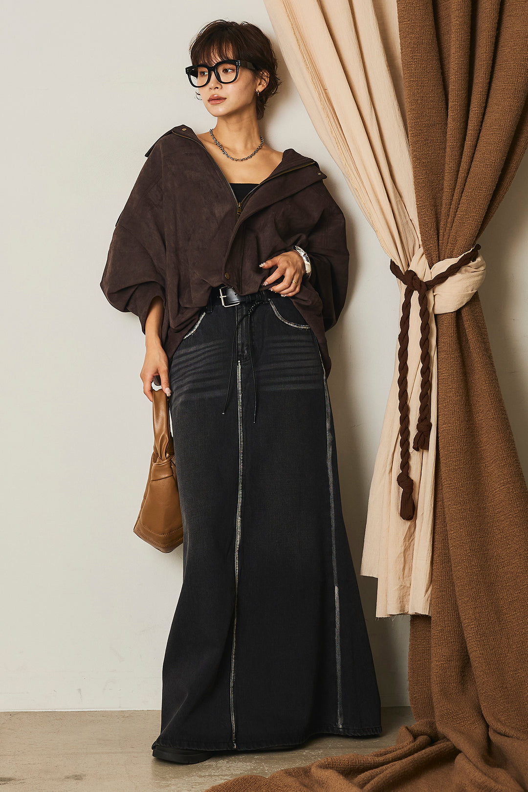 【即納】バルーンシルエットフェイクスエードブルゾン