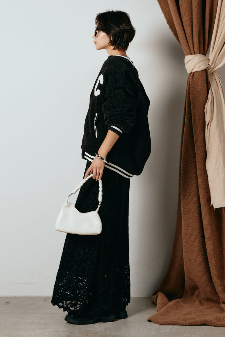 [SET]ロゴスタジャンボアブルゾン+花柄刺繍ベロアフレアスカート(2set)