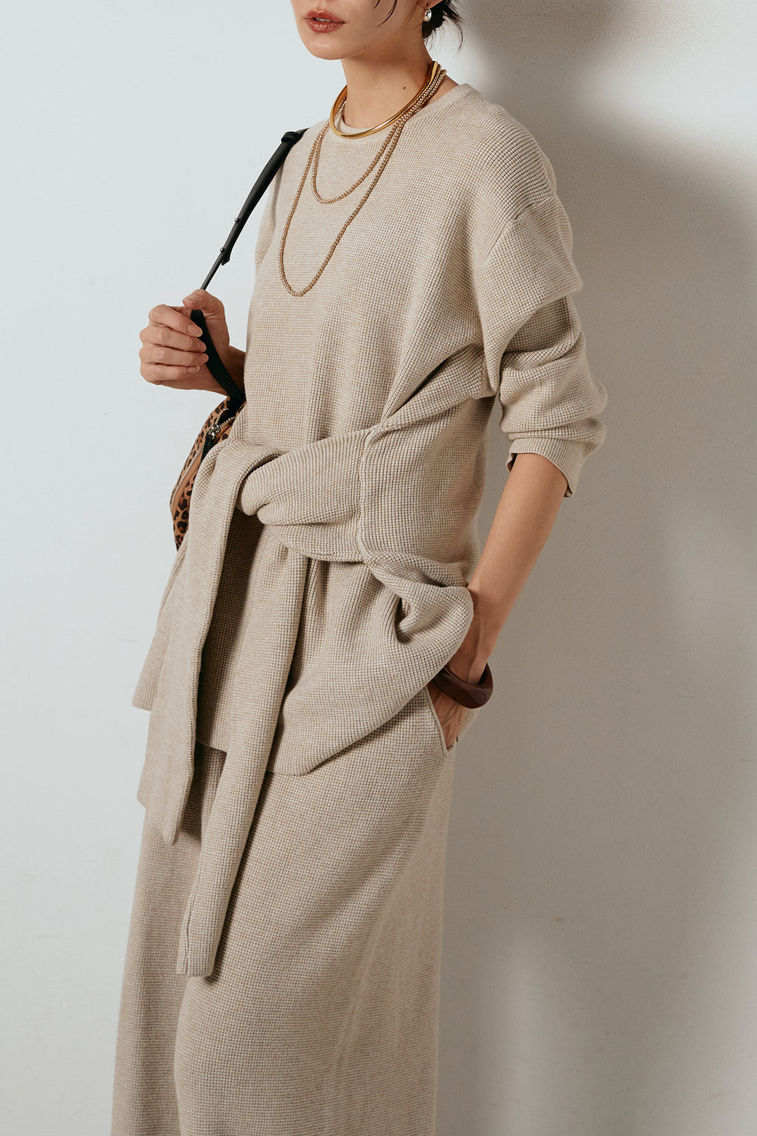 [SET]ウエスト巻きワッフルニットSETUP