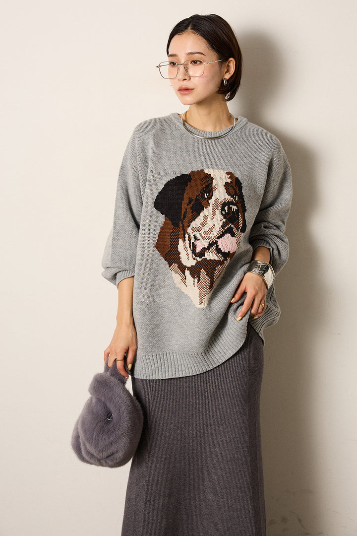 [SET]アニマルジャガード柄ニットトップス+リブナローニットスカート(2set)