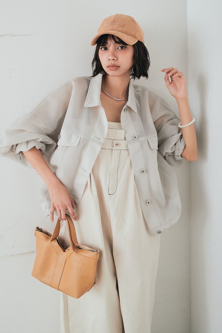 [SET]シアーダンボールサイドドロストジャケット+綿ツイルアシメサロペット(2set)