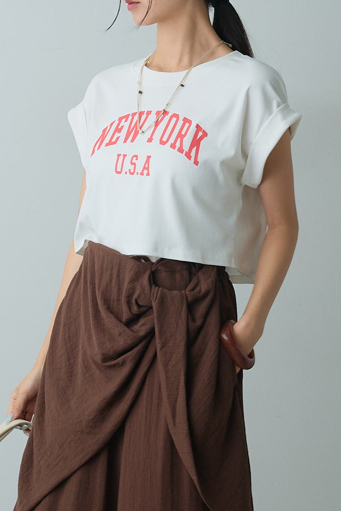 【即納】ショート丈NEWYORKロゴTシャツ
