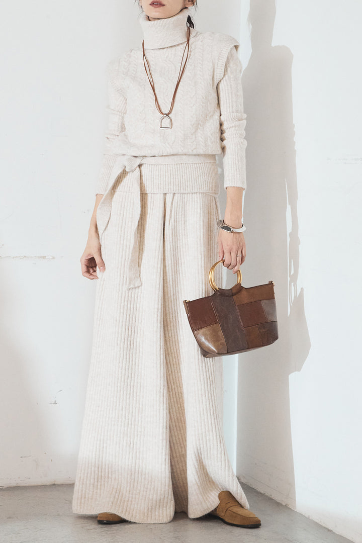 [SET]3ピースハイネックニットベストSETUP