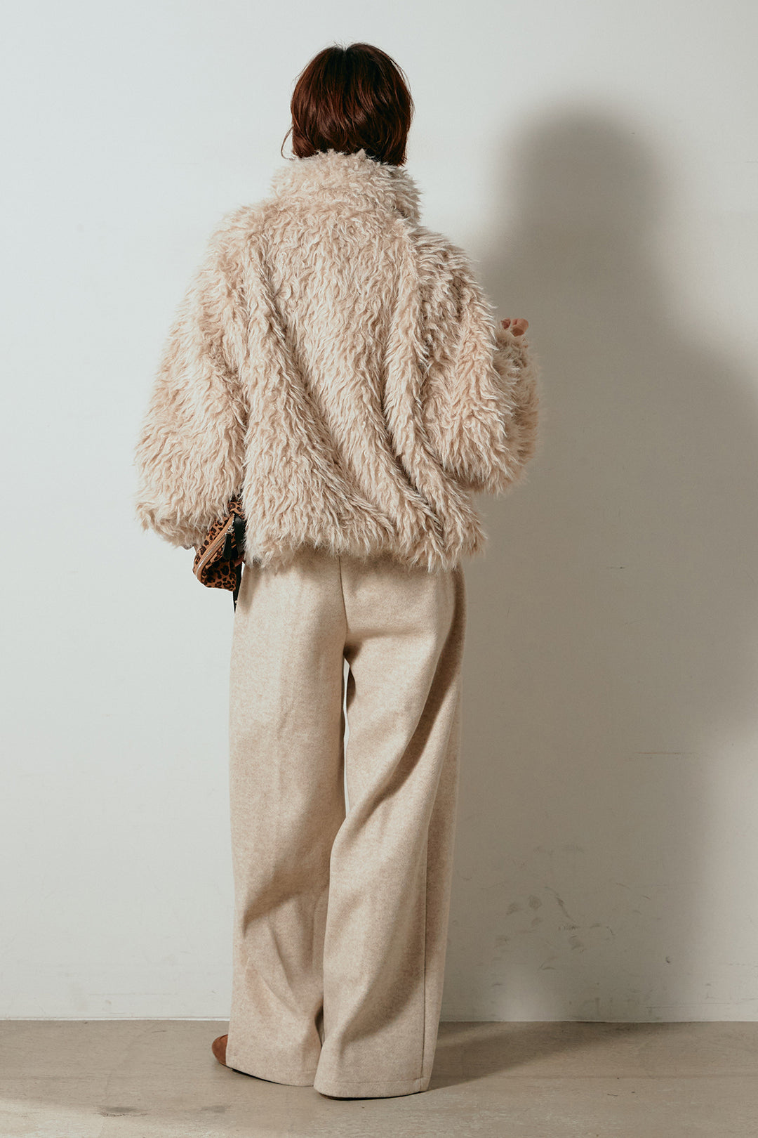 [SET]ミックスシープファースタンドブルゾン+フェイクウールタックトラウザーズパンツ(2set)