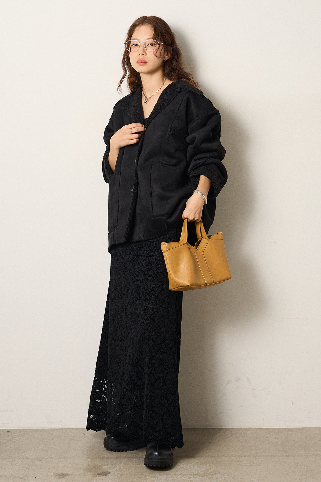 [SET]エコムートンカバーオール+花柄刺繍ベロアフレアスカート(2set)