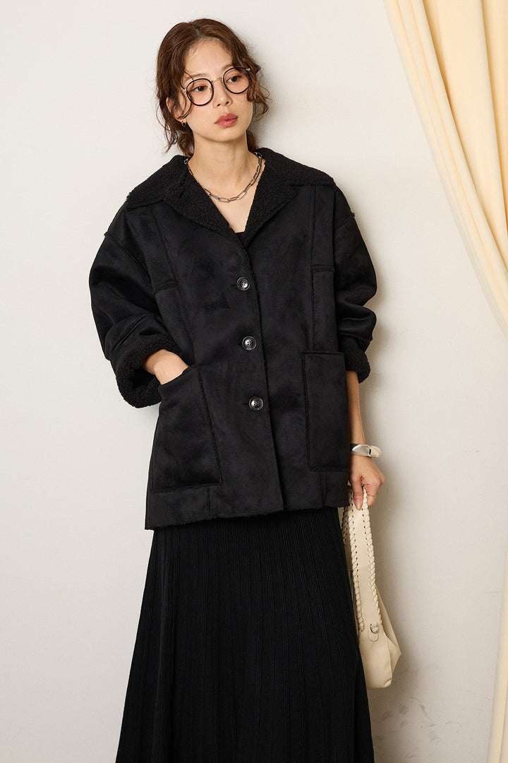 [SET]エコムートンカバーオール+編み地切り替えフレアニットスカート(2set)