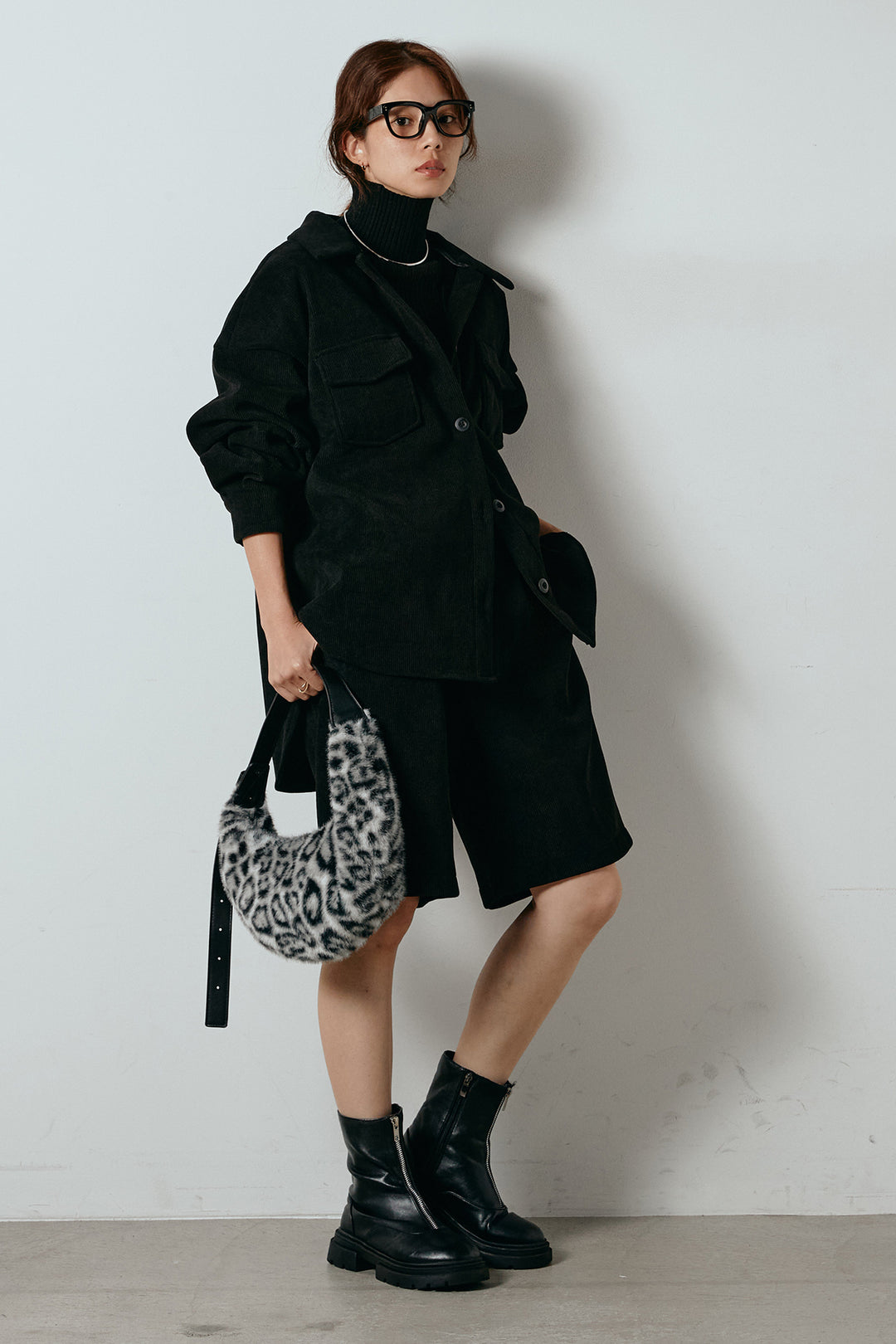 [SET]襟付きコーデュロイポケットシャツ+リラックスコーデュロイハーフパンツ(2set)