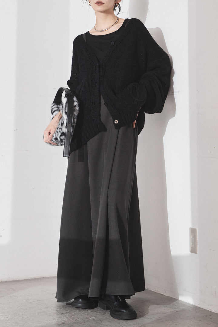 [SET]コード刺繍リラックスニットカーディガン+フレアリラックスキャミワンピース(2set)