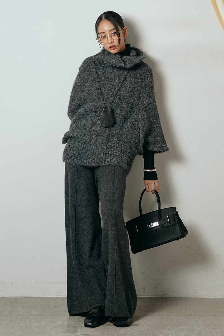 [SET]起毛ミディアムスリーブニットトップス+センターラインニットパンツ(2set)