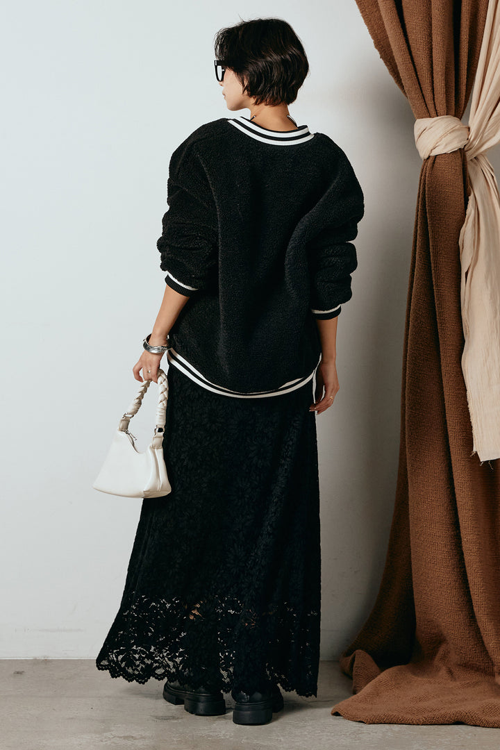 [SET]ロゴスタジャンボアブルゾン+花柄刺繍ベロアフレアスカート(2set)