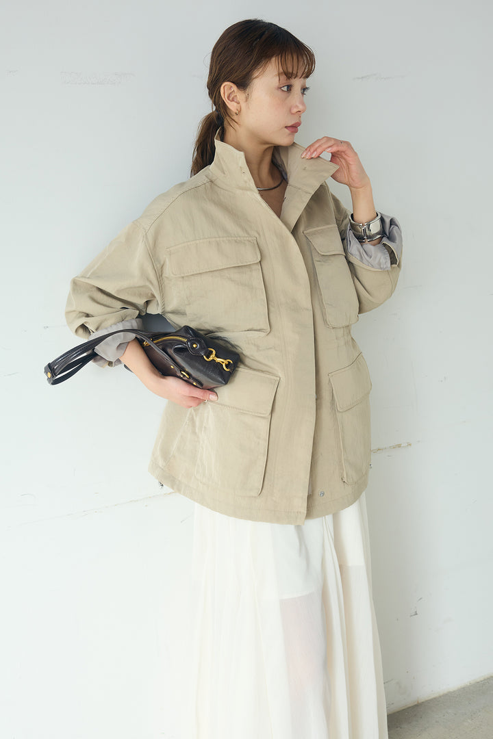 [SET]ナイロンツイルフィールドジャケット+シアーフリルキャミワンピース(2set)