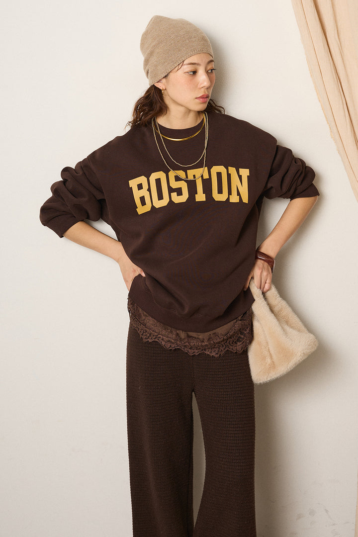 [SET]ロゴデザインルーズスウェット+レースサテンキャミソール(2set)