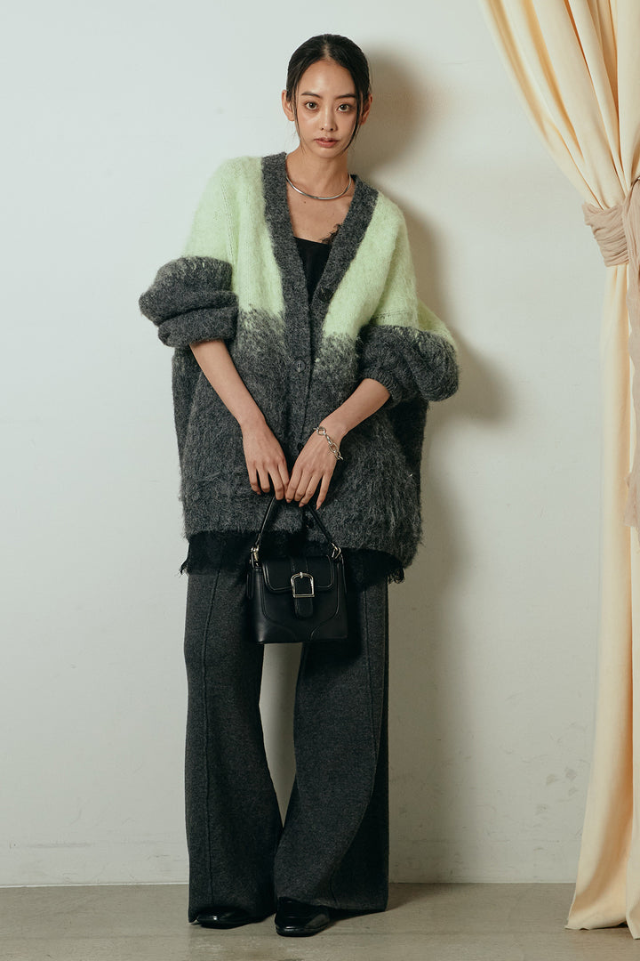 [SET]起毛グラデーションニットカーディガン+レース切り替えキャミソール(2set)