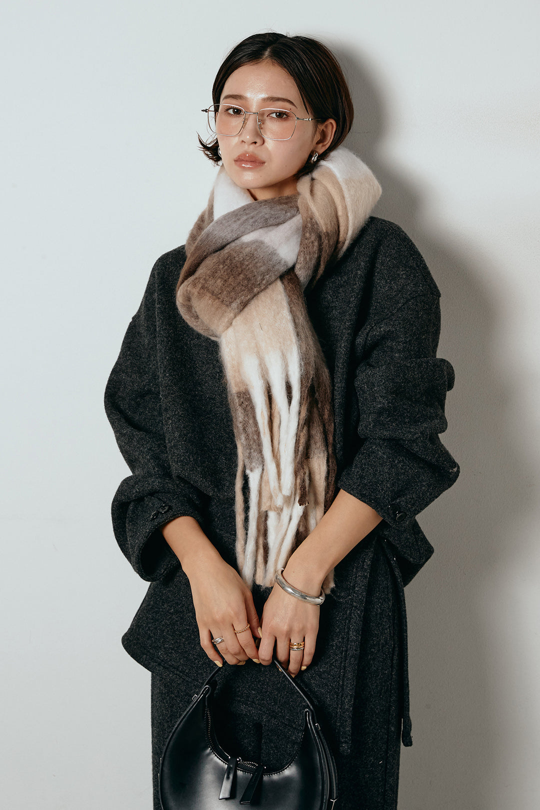 [SET]チェックマフラー付きニットSETUP