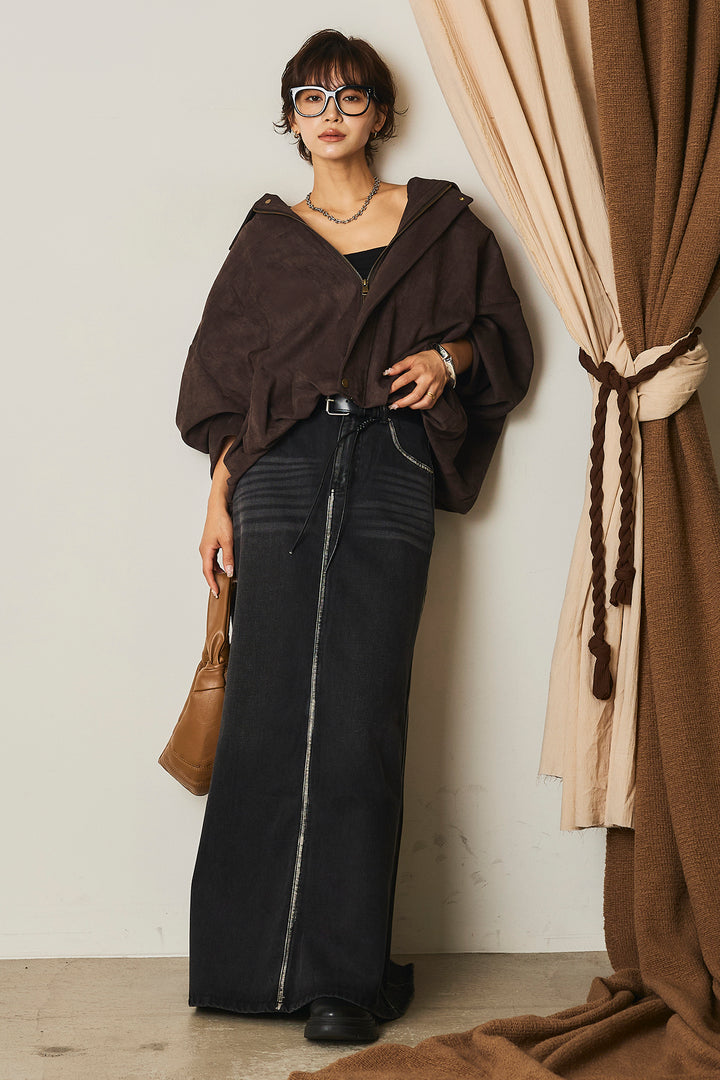 【即納】バルーンシルエットフェイクスエードブルゾン