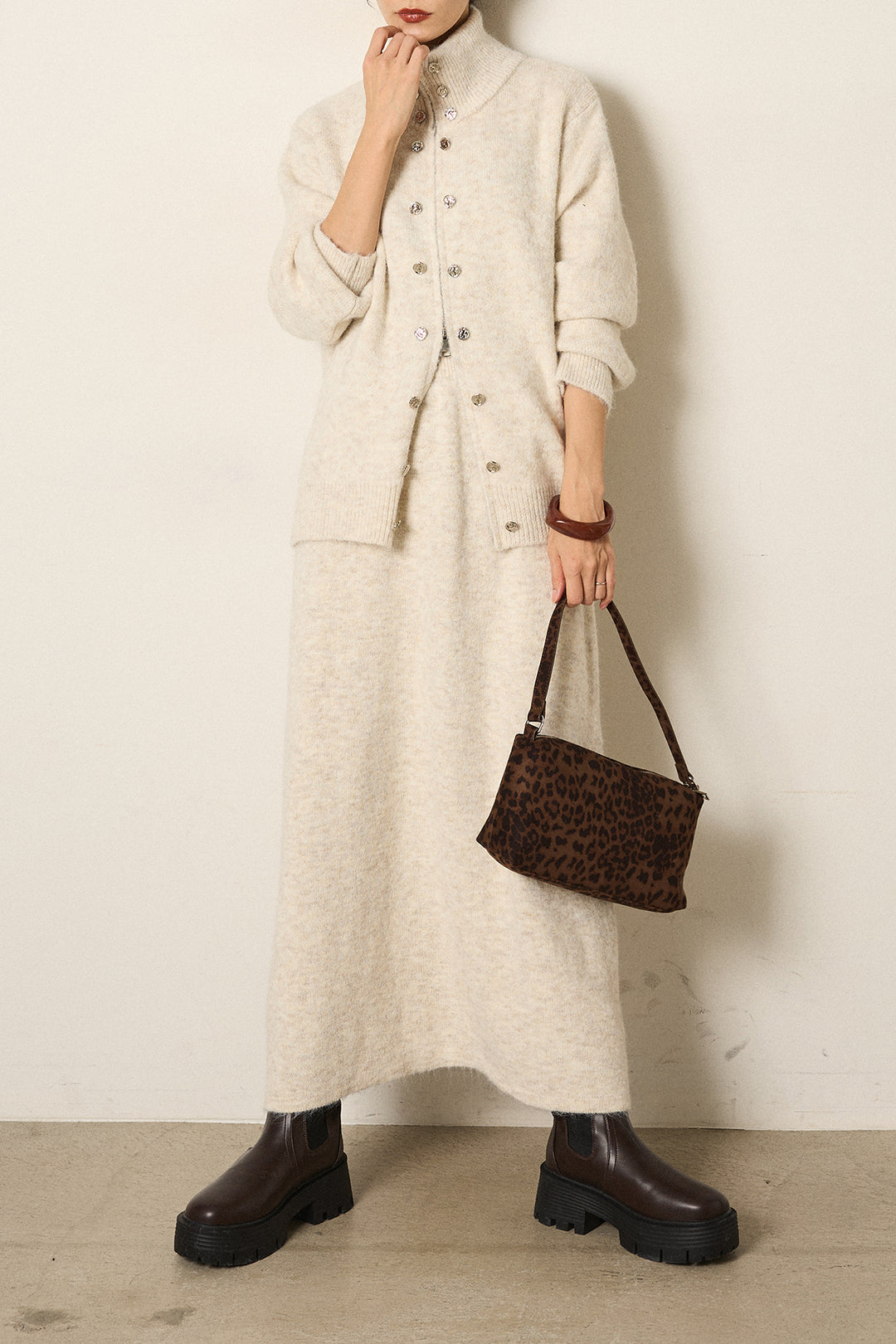 [SET]ハイネックメタルプレートニットスカートSETUP