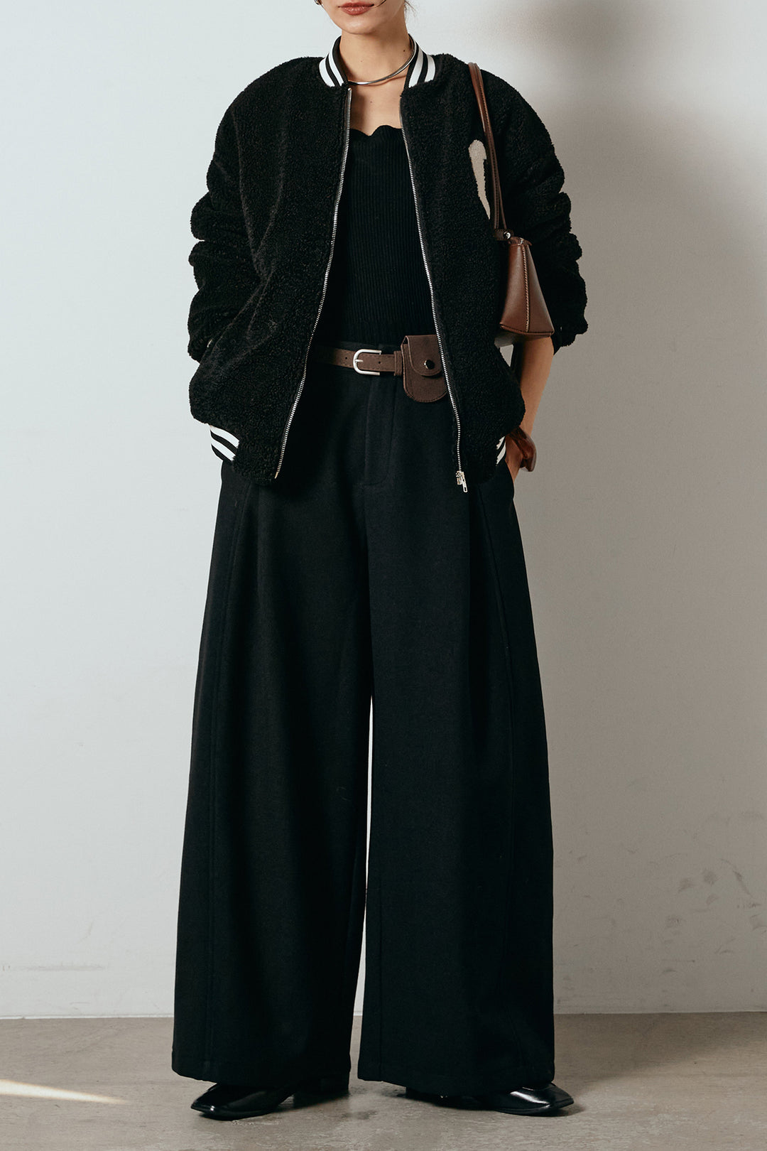 [SET]ロゴスタジャンボアブルゾン+ポーチベルト付きカーブパンツ(2set)