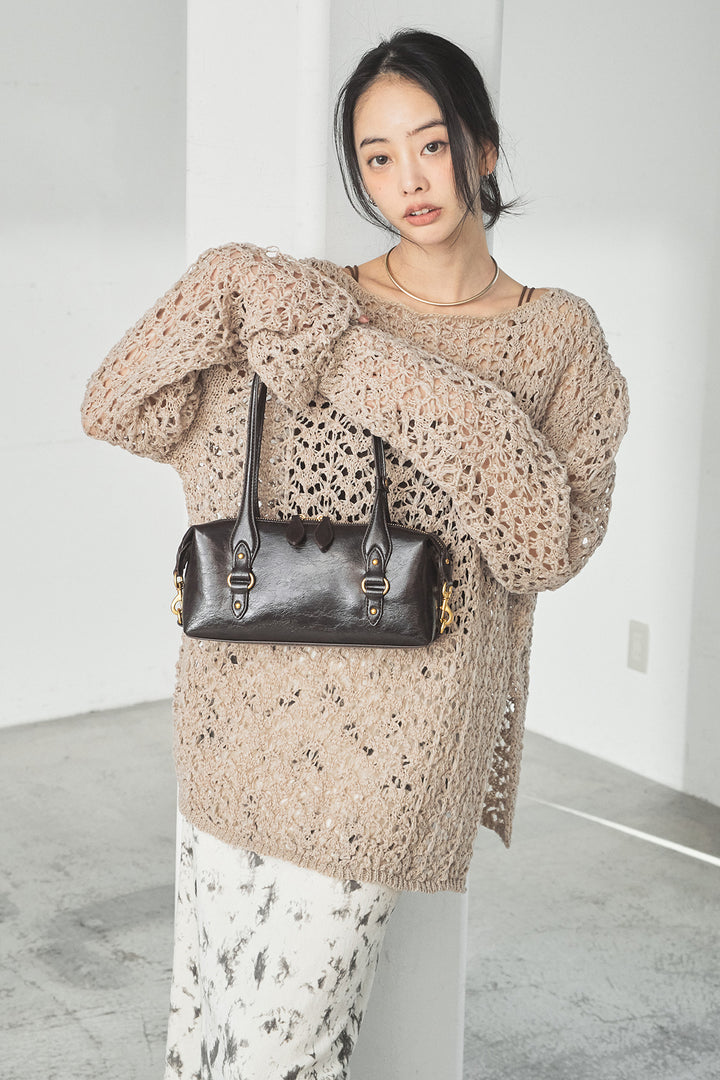 [SET]リラックスメッシュニットトップス+タイダイ柄ベロアワイドスカート(2set)