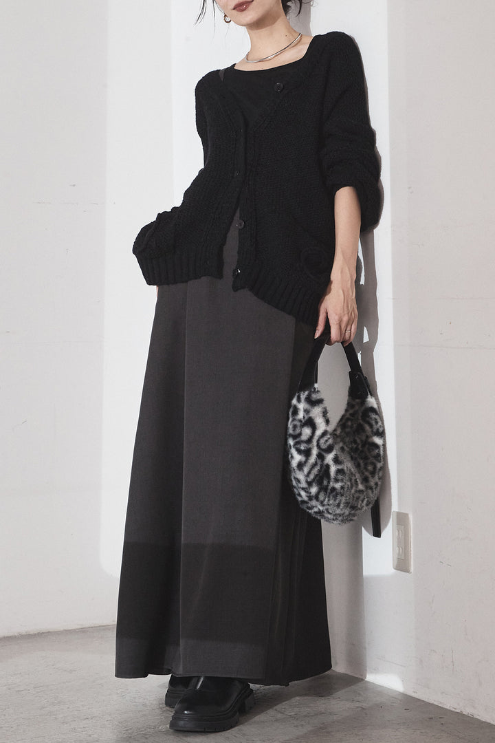 [SET]コード刺繍リラックスニットカーディガン+フレアリラックスキャミワンピース(2set)