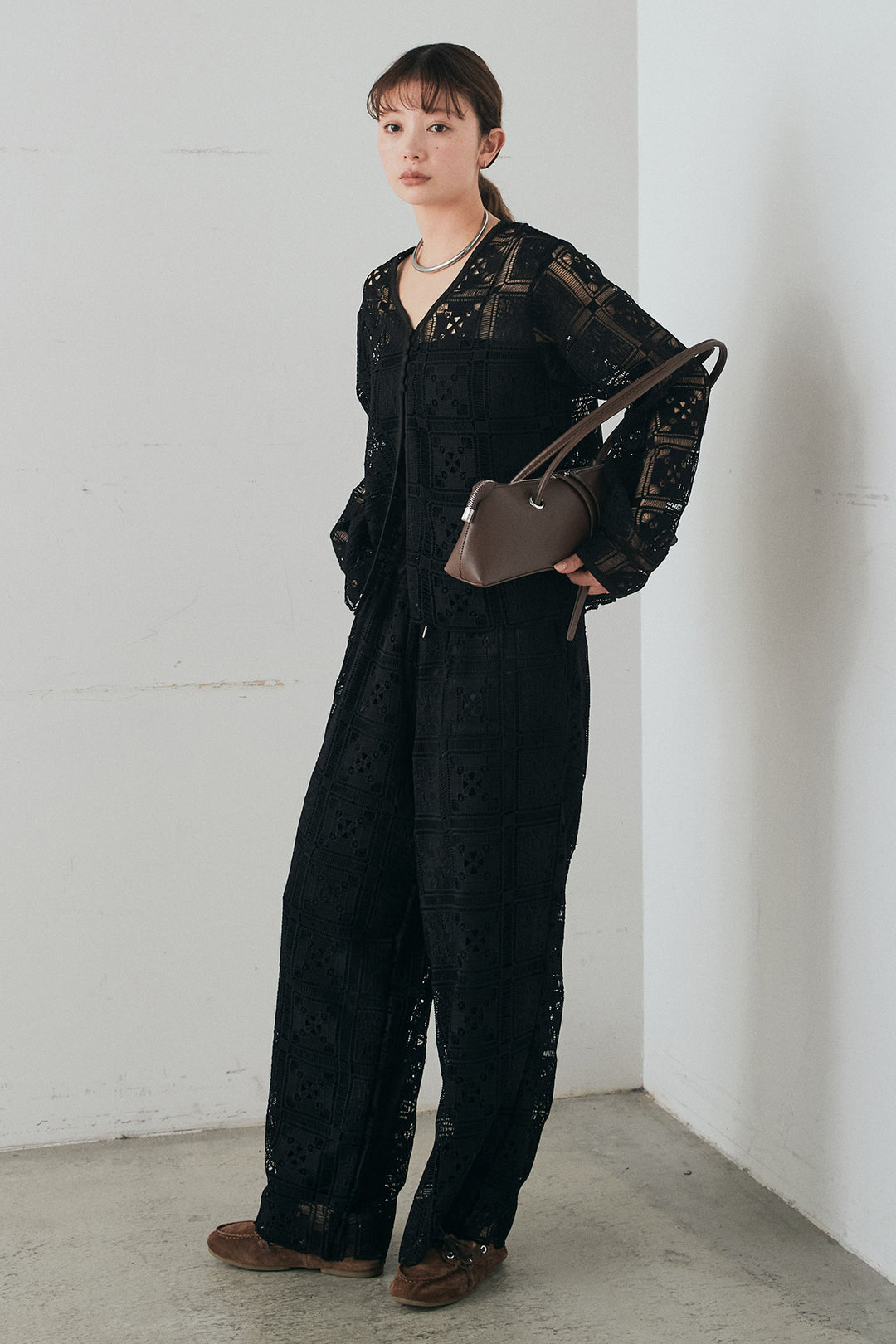 [SET]クロシェレースカーディガン+クロシェレースイージーパンツ(2set)