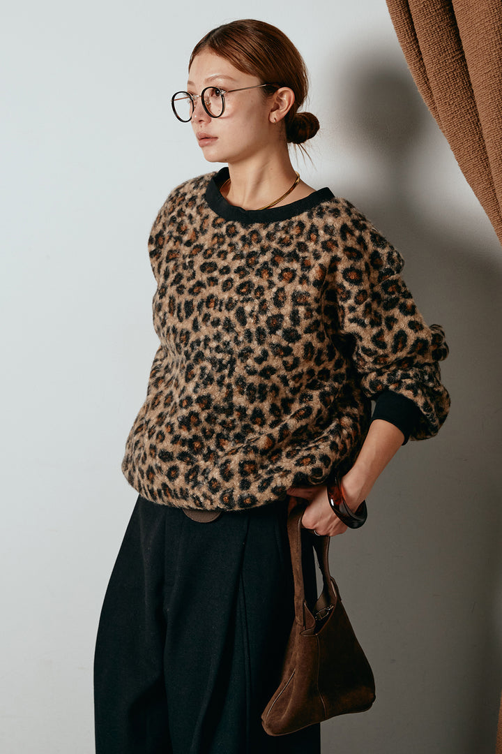 レオパード柄ボアトップス/コーヒー