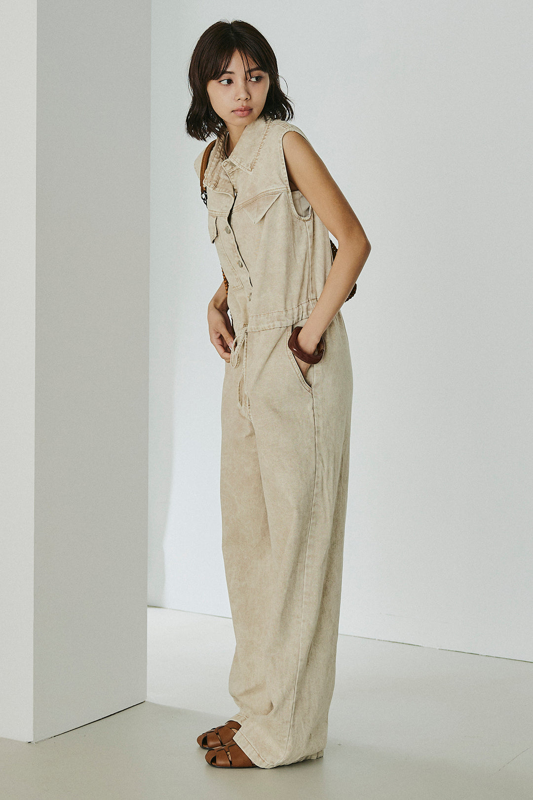 [SET]ケミカルデニムノースリロンパース