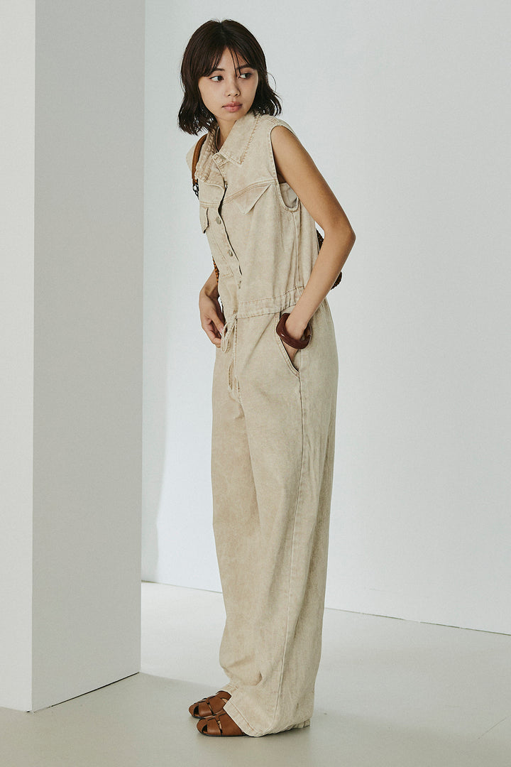 [SET]ケミカルデニムノースリロンパース