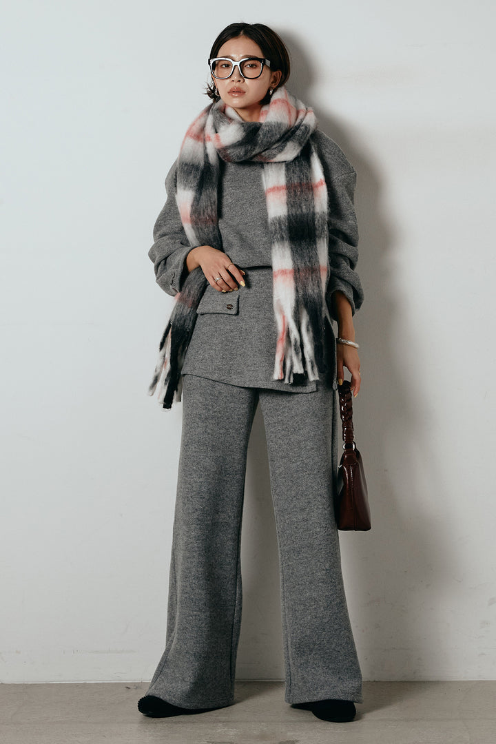 [SET]チェックマフラー付きニットSETUP