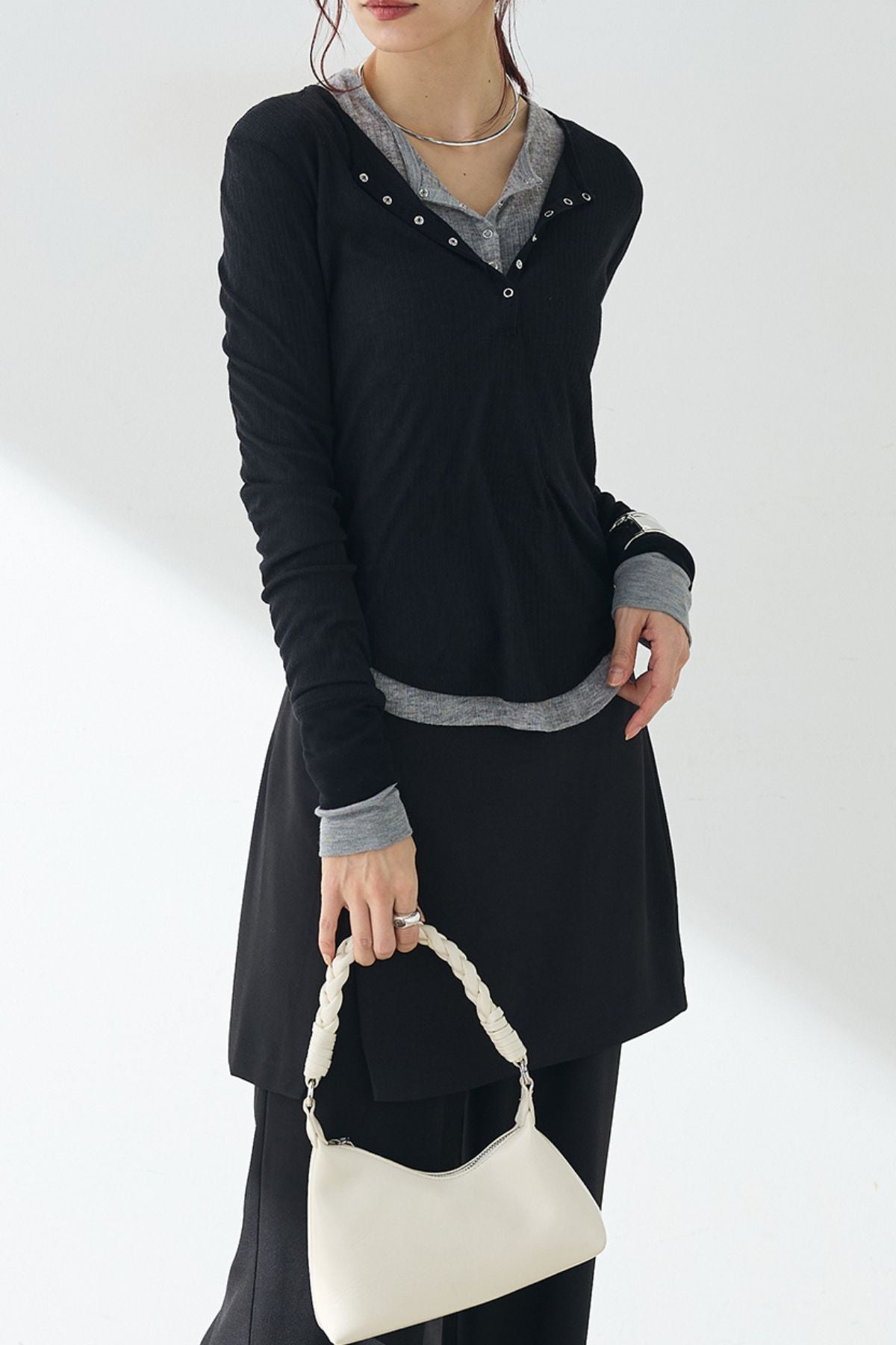 SET]シアーテレコヘンリーネックプルオーバー+シアーテレコヘンリー