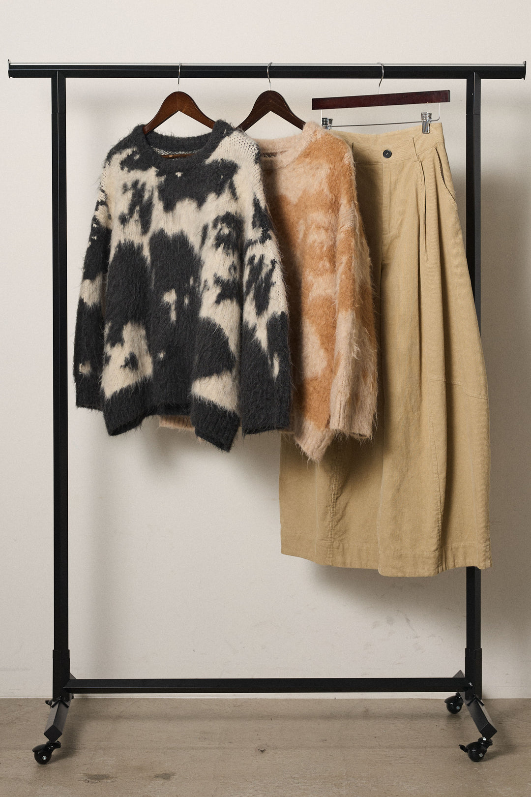 【着回しセット】[SET]モヘアタッチマーブルニット+モヘアタッチマーブルニット+タック入りコーデュロイワイドパンツ(3set)