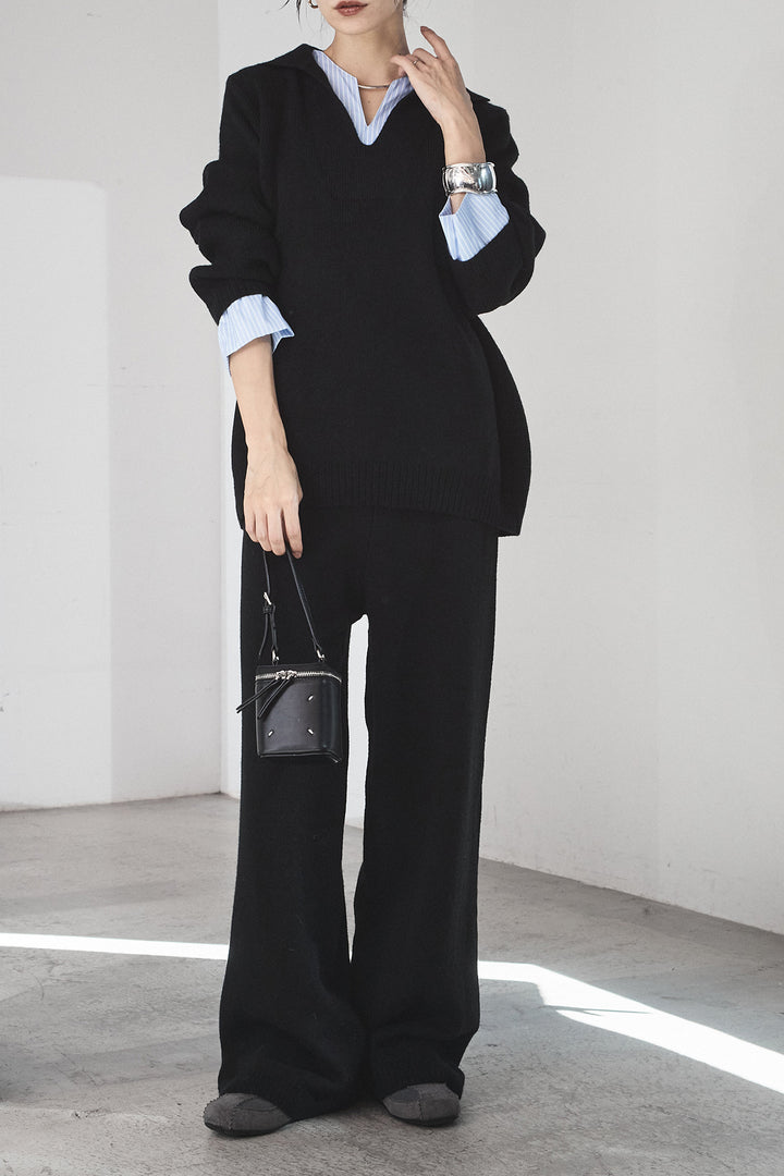 [SET]ストライプドッキングニットポロSETUP