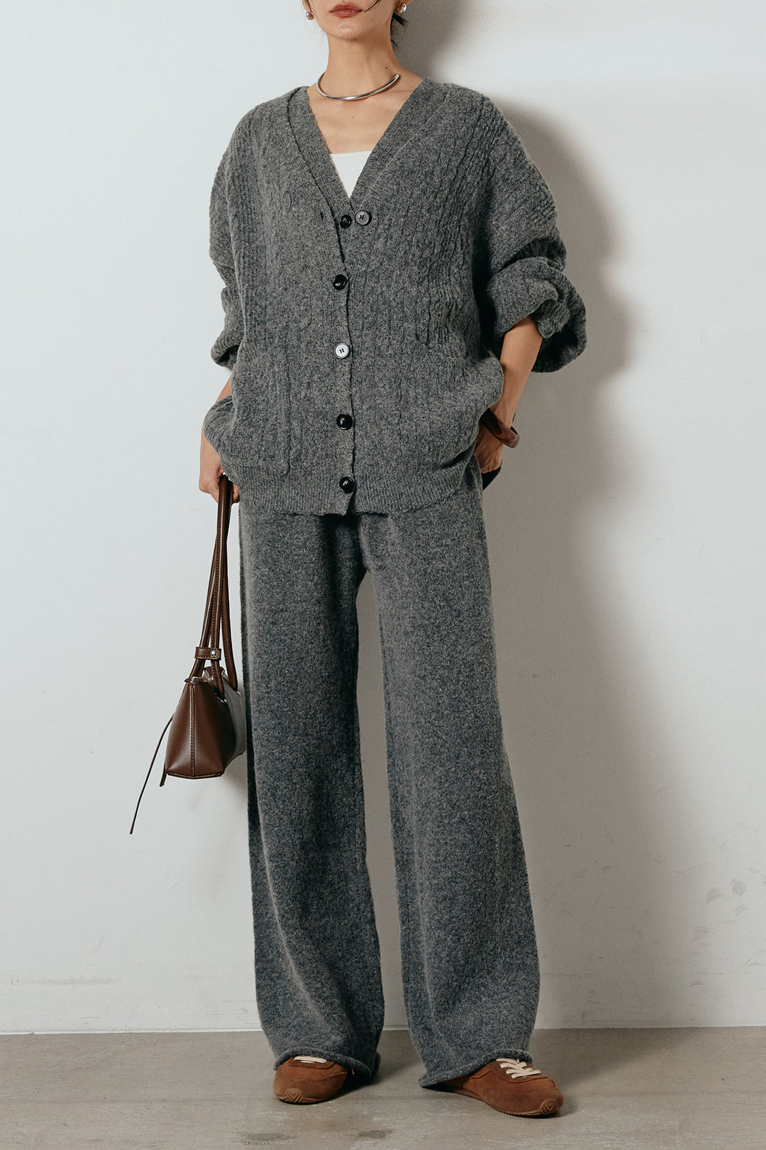 [SET]3ピースフロントボタンニットSETUP