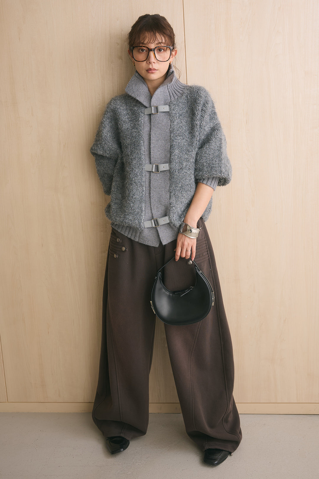 [SET]ブークレーハイネックニットジャケット+ナポレオンディテールカーブパンツ(2set)