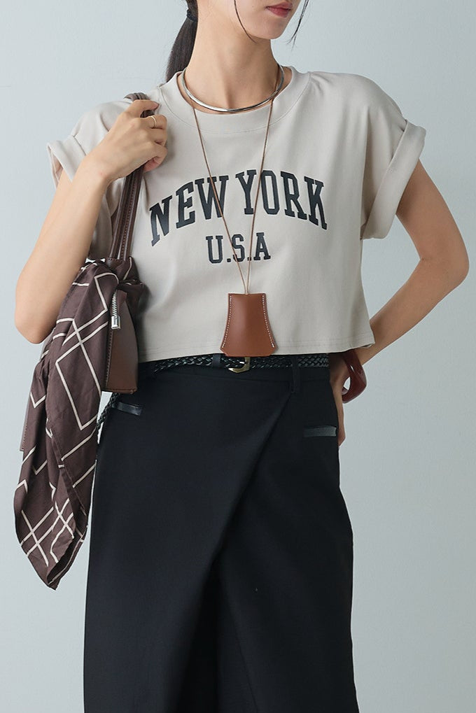 [着回しセット]ショート丈NEWYORKロゴTシャツ+ショート丈NEWYORKロゴTシャツ(2set)