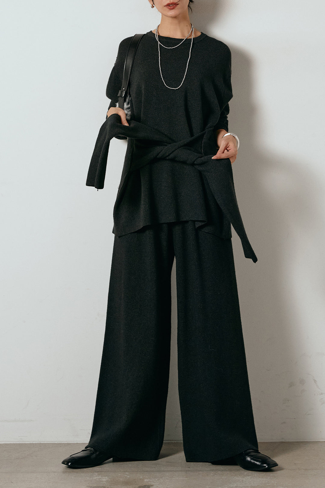 [SET]ウエスト巻きワッフルニットSETUP