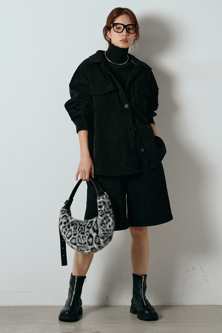 [SET]襟付きコーデュロイポケットシャツ+リブニットシームレスタートルプルオーバー+リラックスコーデュロイハーフパンツ(3set)