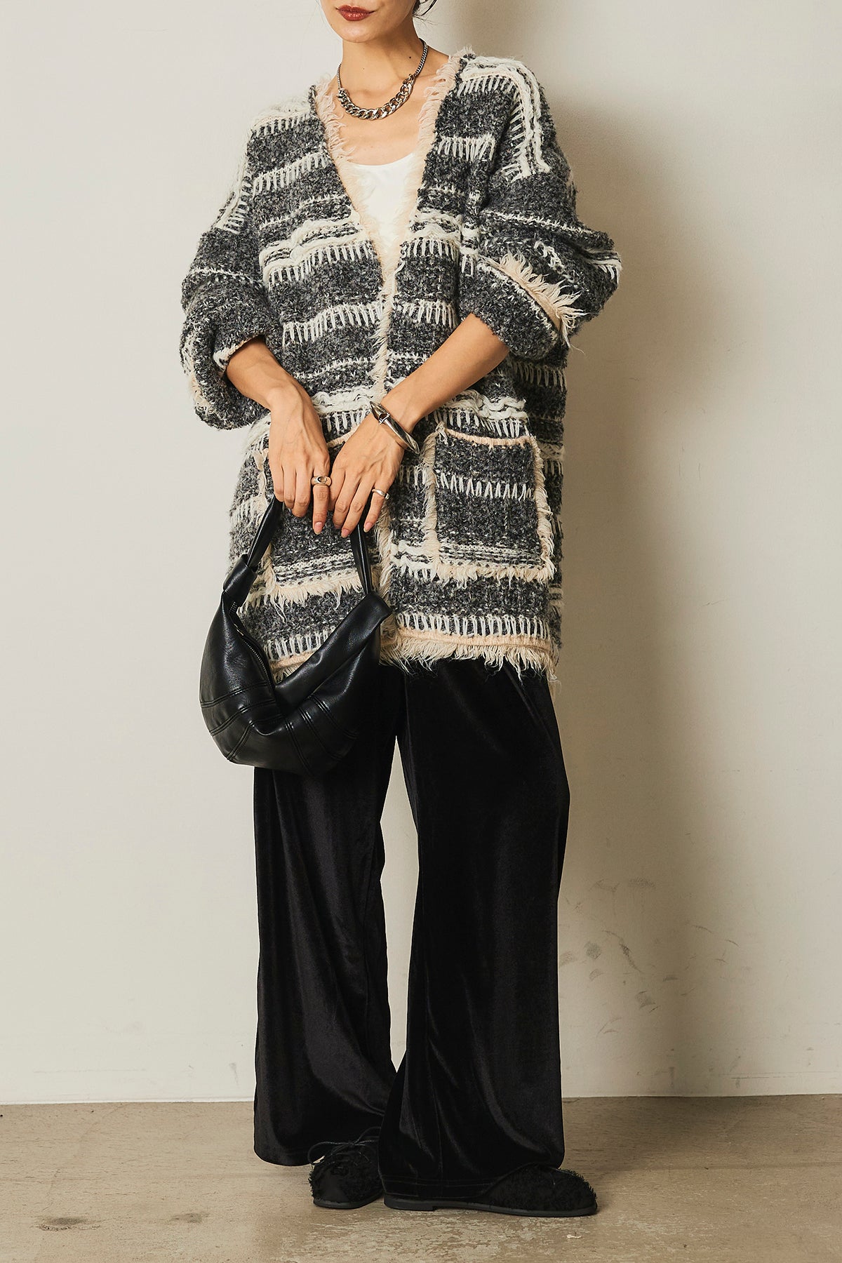 ESICA [SET]ラッフルカラーブラウス+デニムカーゴサロペット(2set) ESICA ［SET]ラッフルカラーブラウス+デニムカーゴサロペット