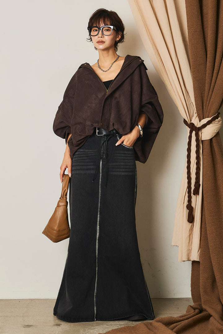 【即納】バルーンシルエットフェイクスエードブルゾン