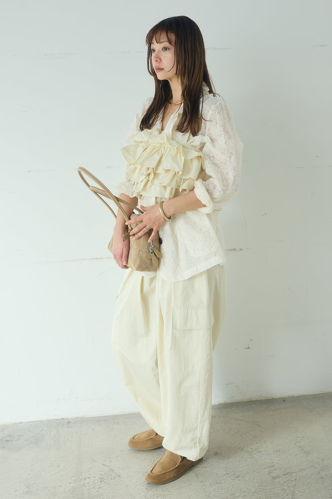 [SET]刺繍シアーテーラードジャケット+撥水フリルビスチェ(2set)