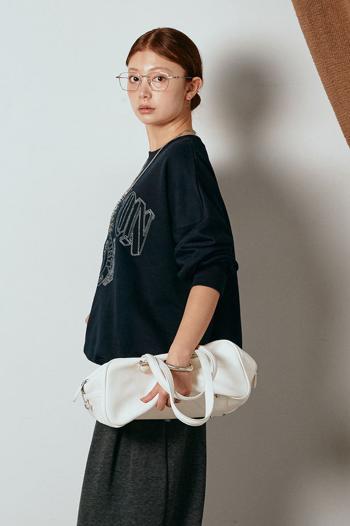 [SET]フロントロゴスウェットプルオーバー+カップ付きレースドッキングキャミソール(2set)