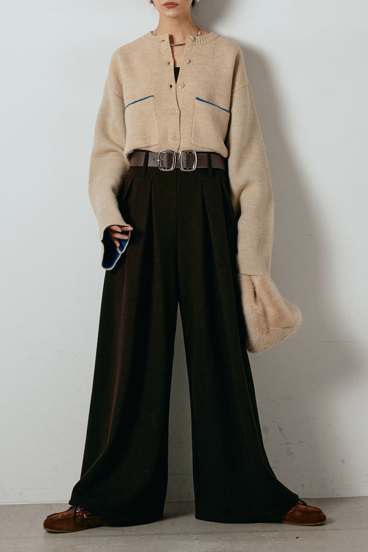 アルパカタッチダブルフェイスカーディガン/アイボリー