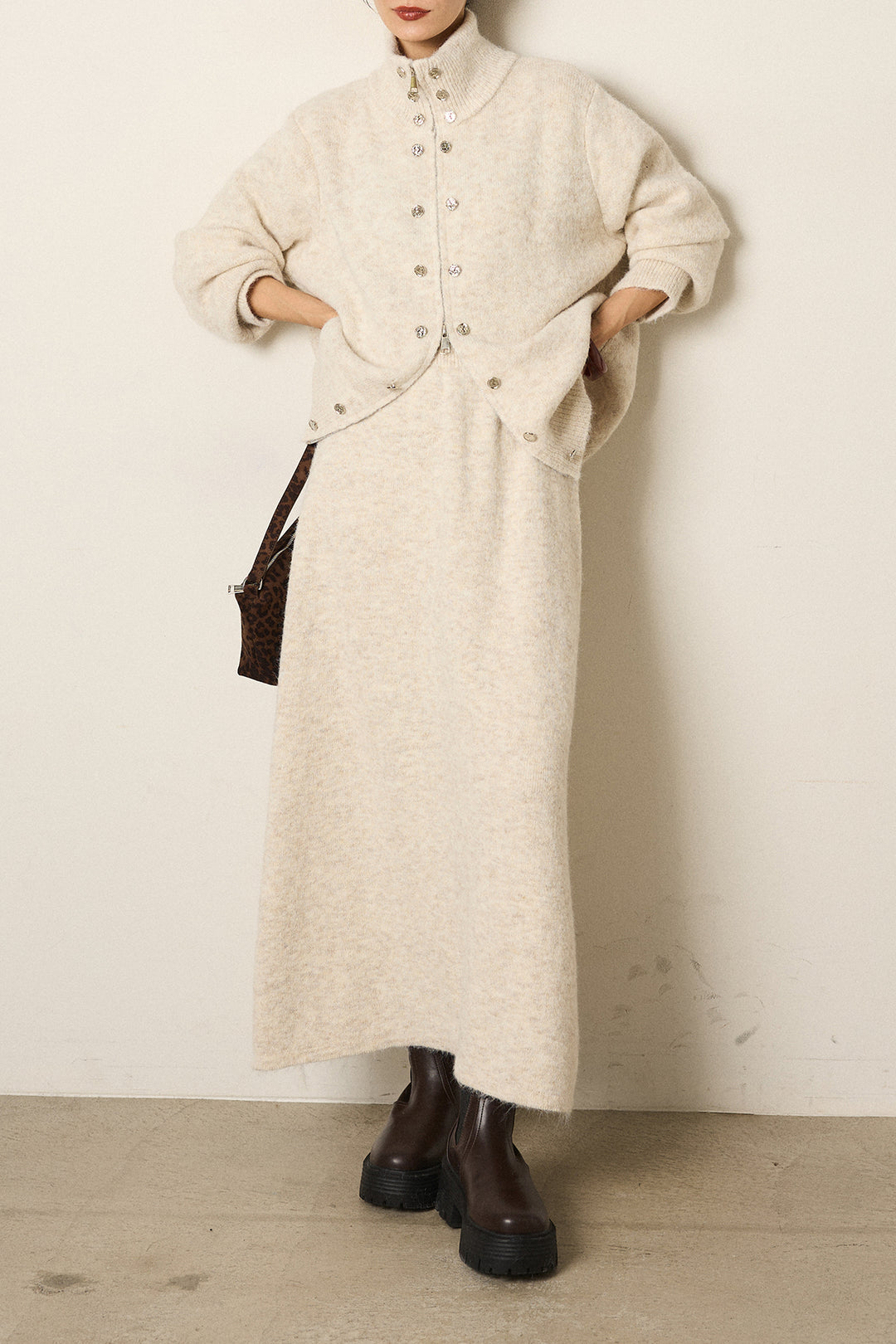 [SET]ハイネックメタルプレートニットスカートSETUP