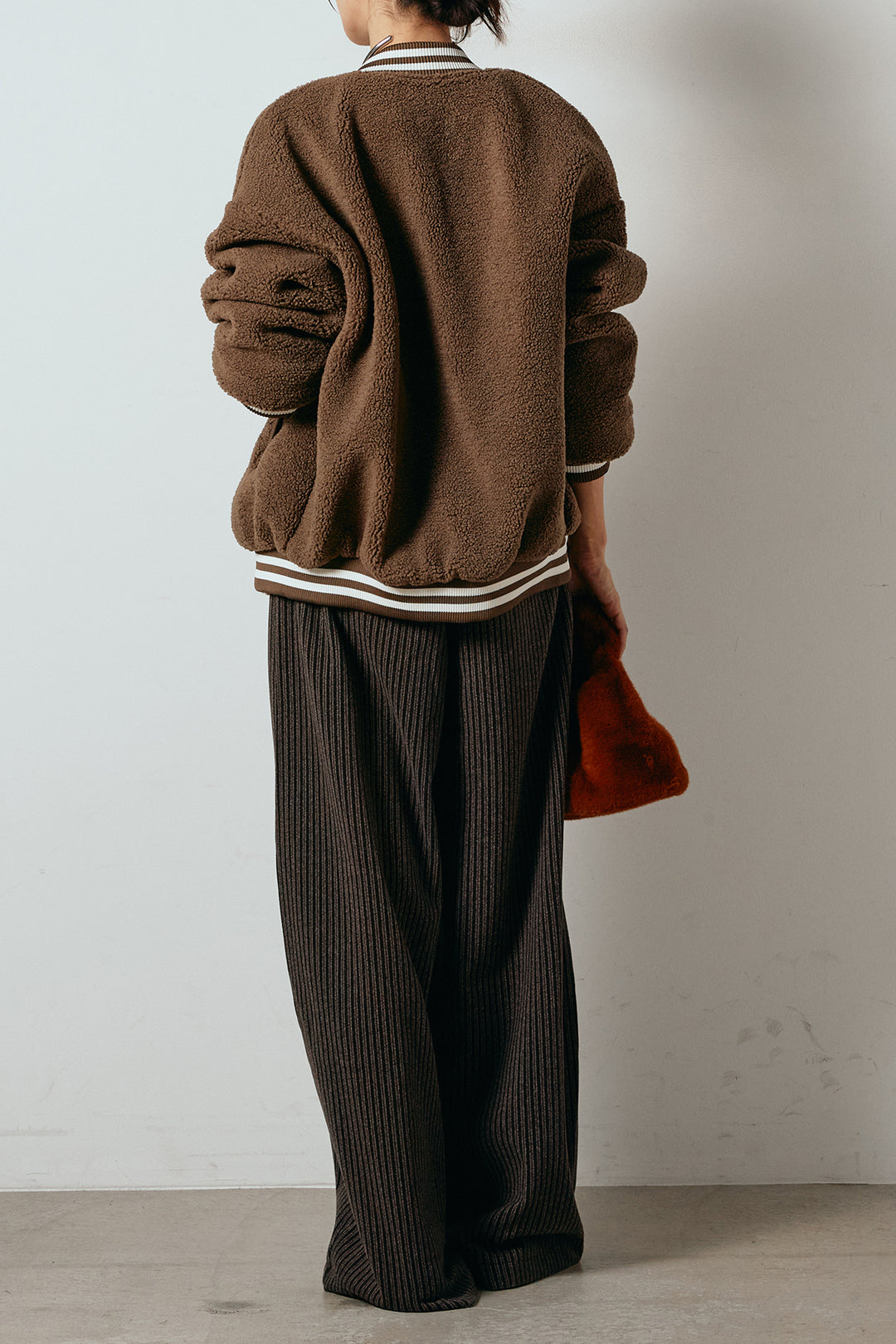 [SET]ロゴスタジャンボアブルゾン+レザーライク配色ストライプパンツ(2set)