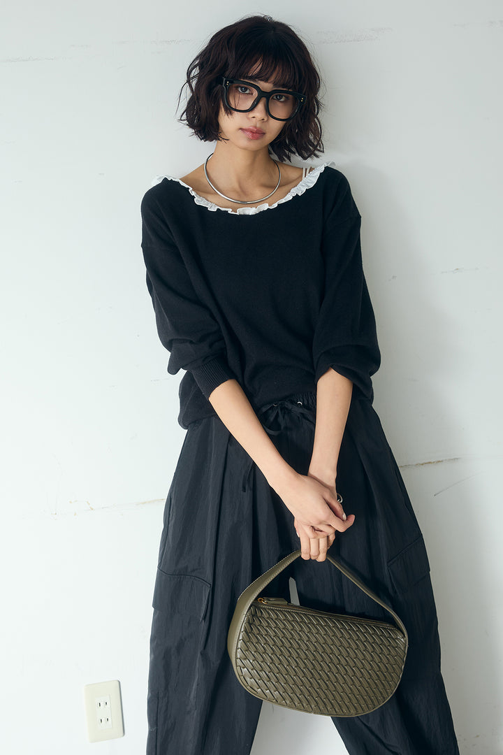 [SET]クールクール異素材コンビオフショルプルオーバー+撥水ジョガーパンツ(2set)