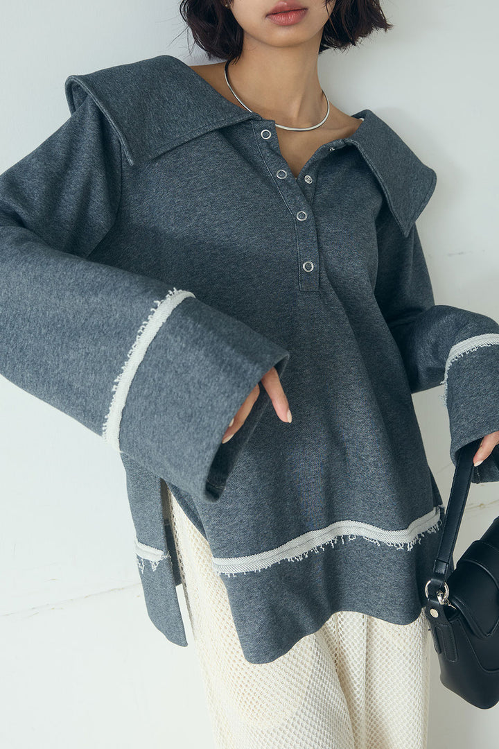 [SET]ビッグカラー2WAYスウェットトップス+メッシュリラックスパンツ(2set)