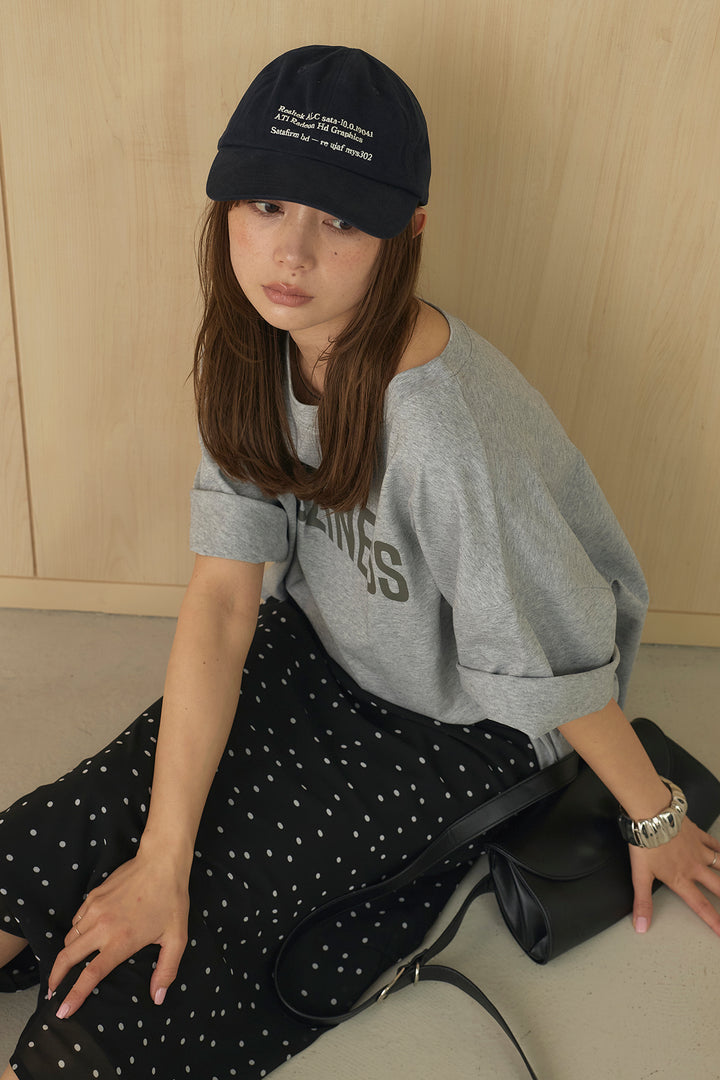 [SET]プリントロゴチュニックTシャツ+ドットサテンナロースカート(2set)