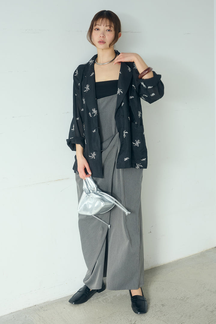[SET]シアー刺繍ダブルジャケット+ラップオールインワン(2set)